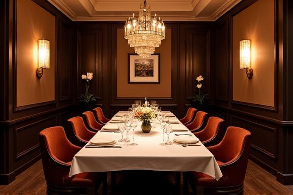 Sala privata del ristorante allestita per un evento.